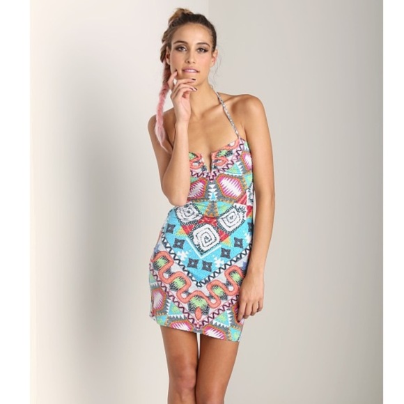 Mara Hoffman Swim V-Wire Mini Dress Strapless Tie Back Cover-Up Astrodreamer S - Picture 2 of 16
